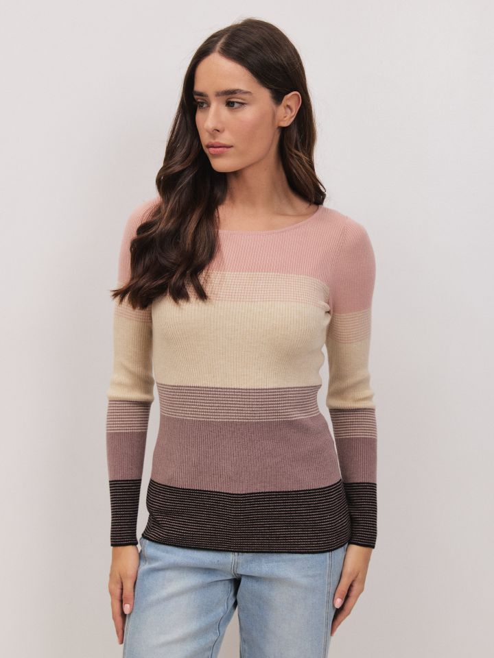 סריג פסים PROMO בצבע ורוד עתיק