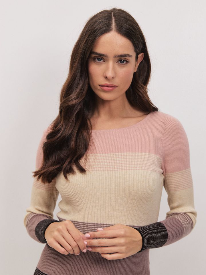 סריג פסים PROMO בצבע ורוד עתיק