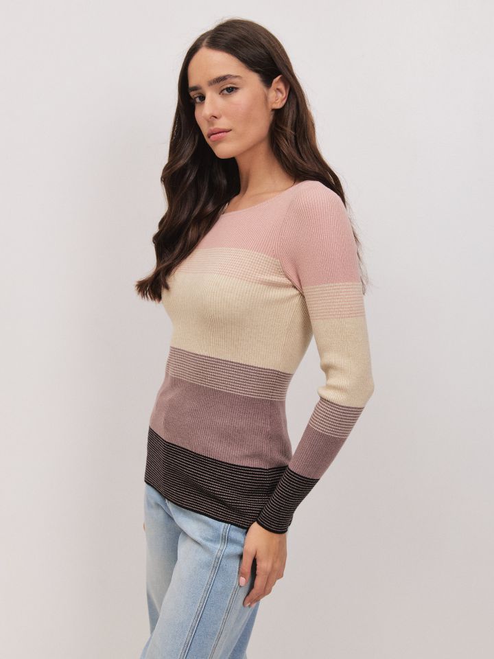 סריג פסים PROMO בצבע ורוד עתיק