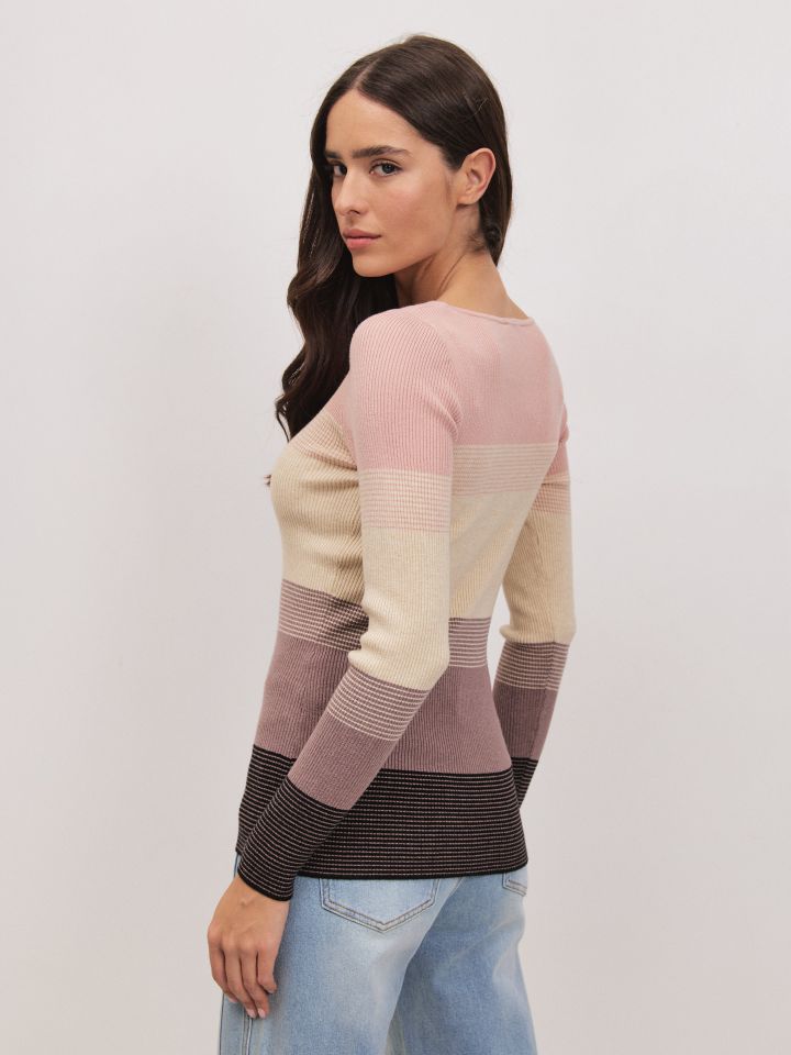 סריג פסים PROMO בצבע ורוד עתיק