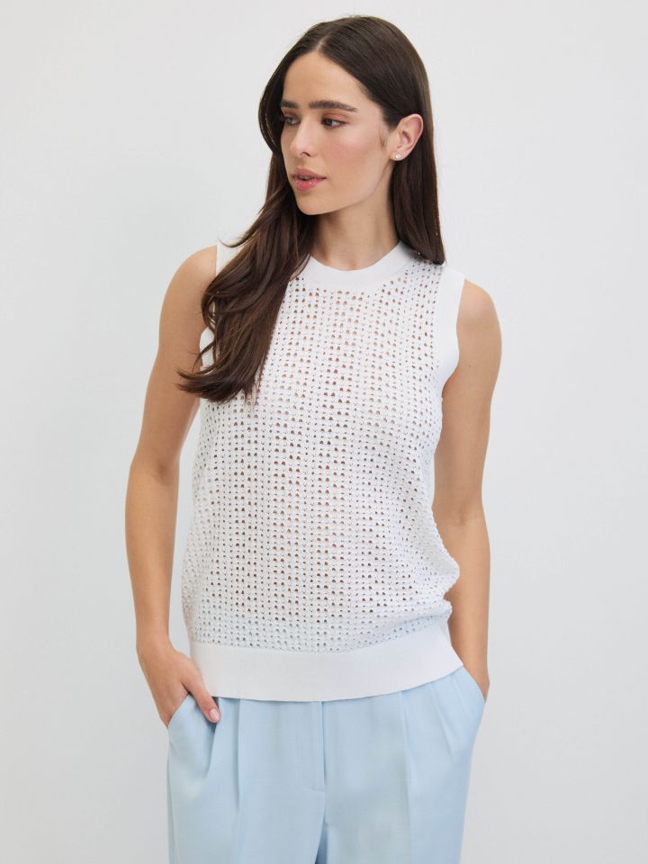 סריג רשת קולר בצבע לבן