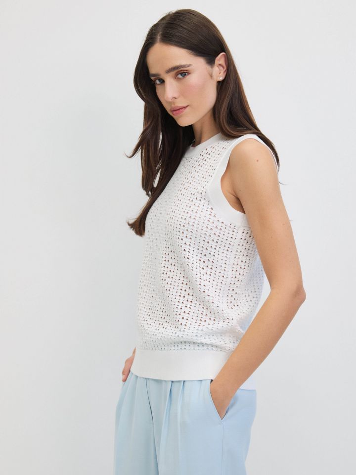 סריג רשת קולר בצבע לבן