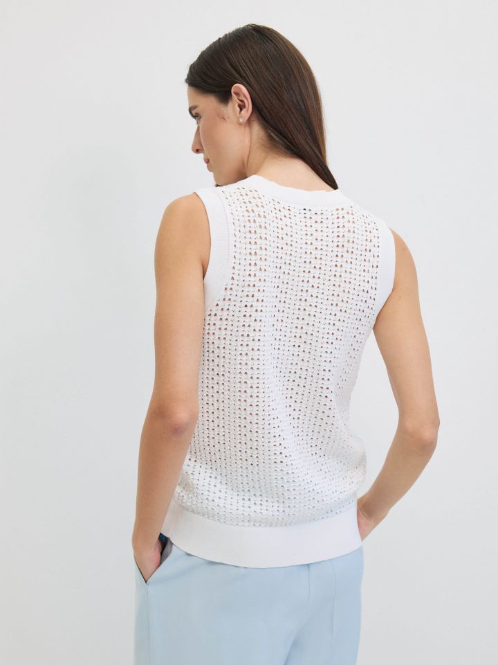 סריג רשת קולר בצבע לבן