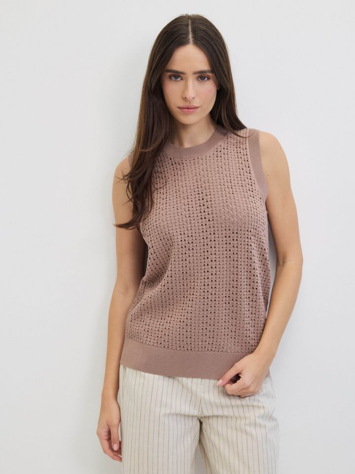 סריג רשת קולר בצבע מוקה