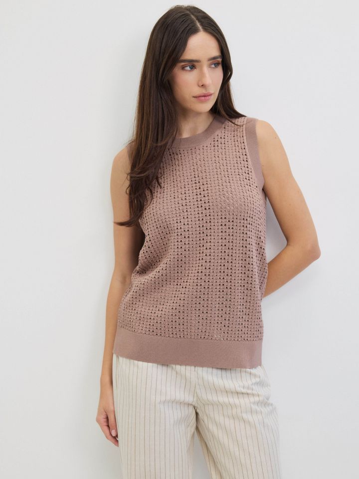 סריג רשת קולר בצבע מוקה