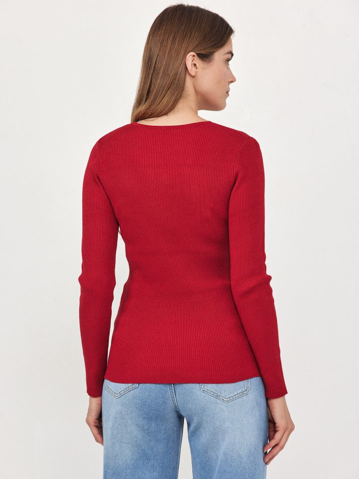 סריג V זוג אבזמים PROMO בצבע אדום מלבורו