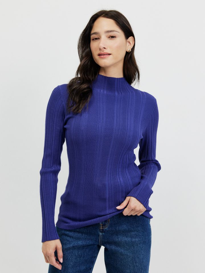 סריג ריב חצי גולף PROMO בצבע סגול