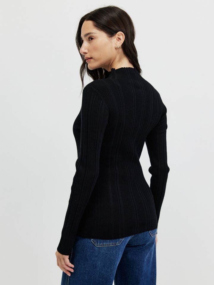 סריג ריב חצי גולף PROMO בצבע שחור