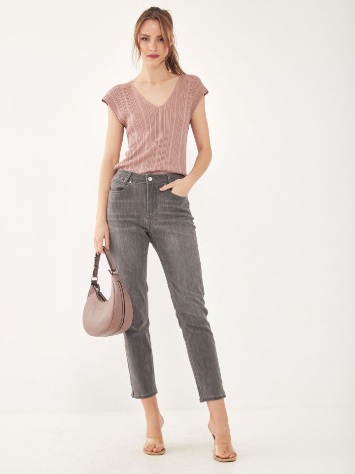 חולצת סריג קימונו בצבע ורוד עתיק