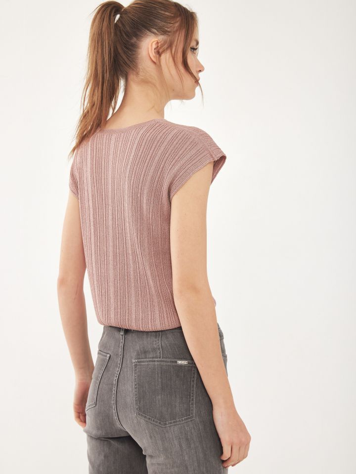 חולצת סריג קימונו בצבע ורוד עתיק