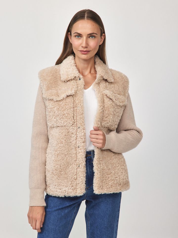 עליונית סריג כיסים MILANO בצבע שנהב