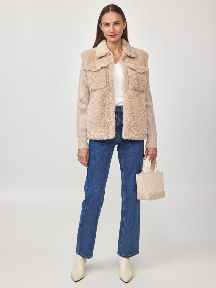 עליונית סריג כיסים MILANO בצבע שנהב