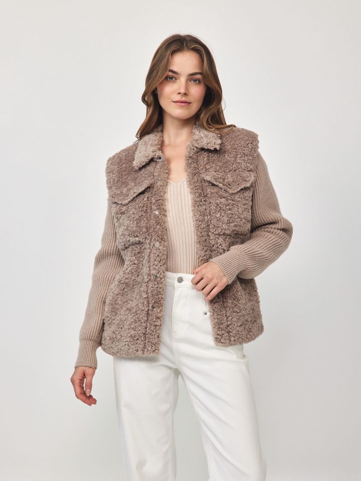 עליונית סריג כיסים MILANO בצבע קאמל