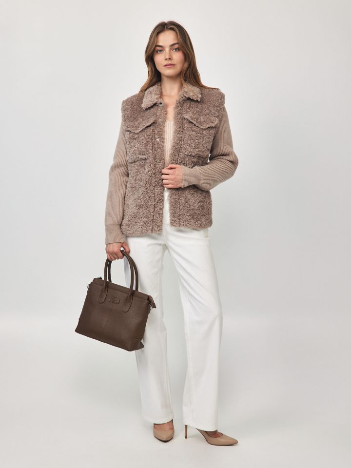 עליונית סריג כיסים MILANO בצבע קאמל