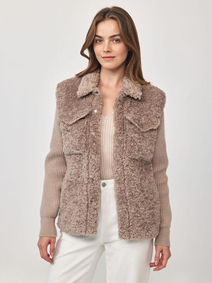 עליונית סריג כיסים MILANO בצבע קאמל