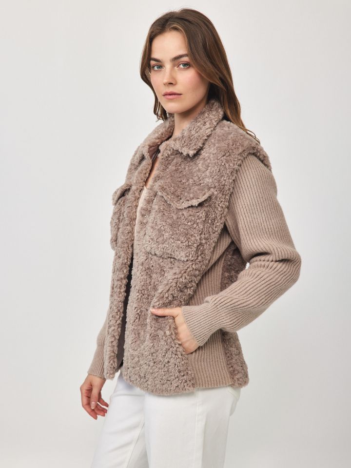 עליונית סריג כיסים MILANO בצבע קאמל