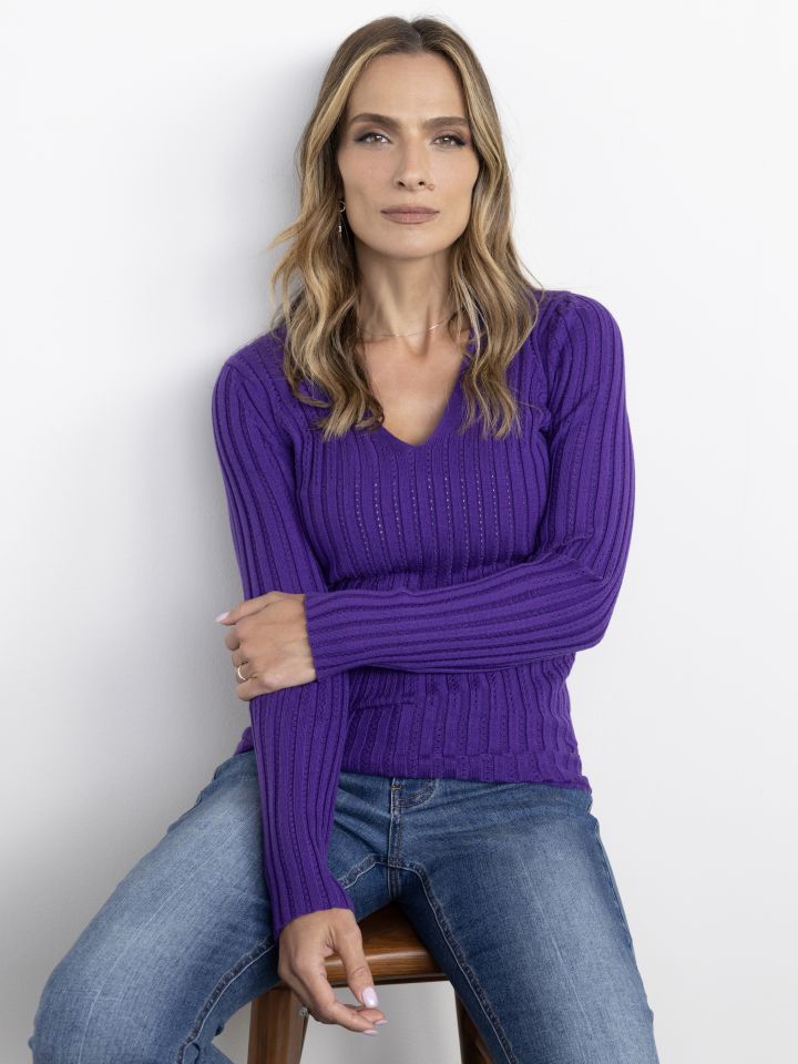 סריג V ריב ROMI PROMO בצבע סגול