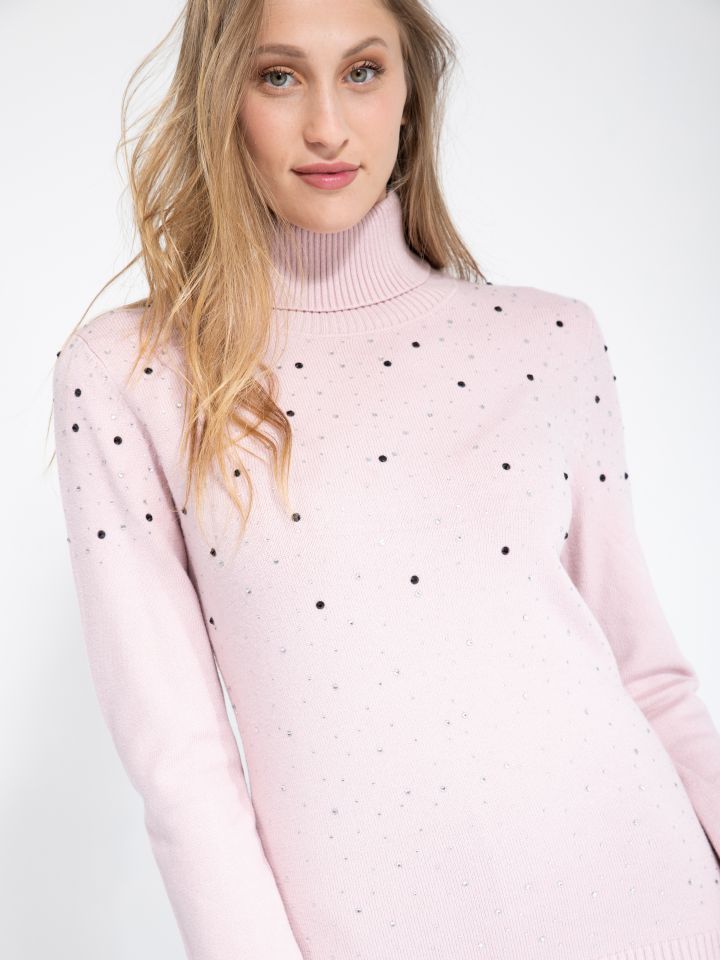 סריג גולף פנינים בצבע ורוד עתיק