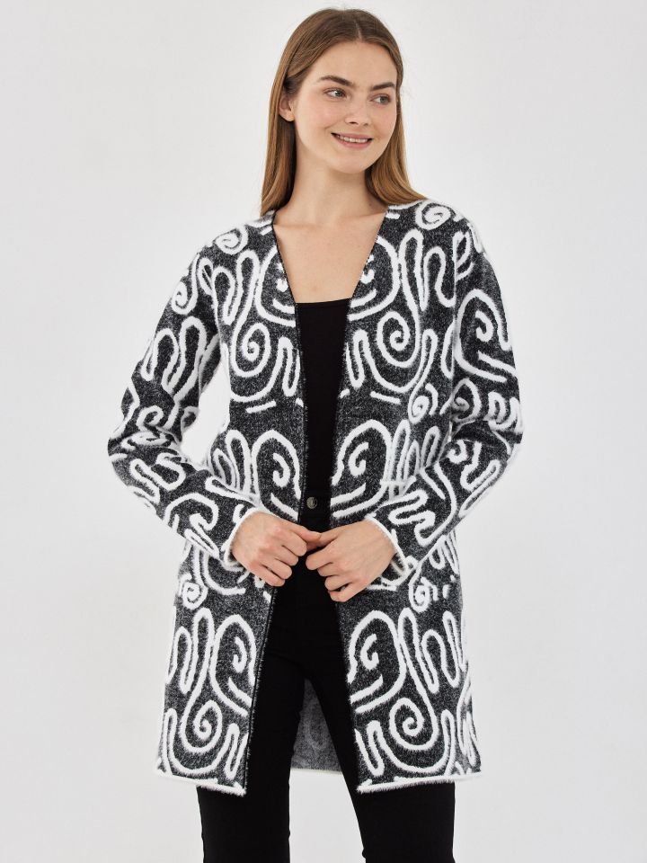 עליונית סריג ג’קרט בצבע אפור מלאנז בינוני