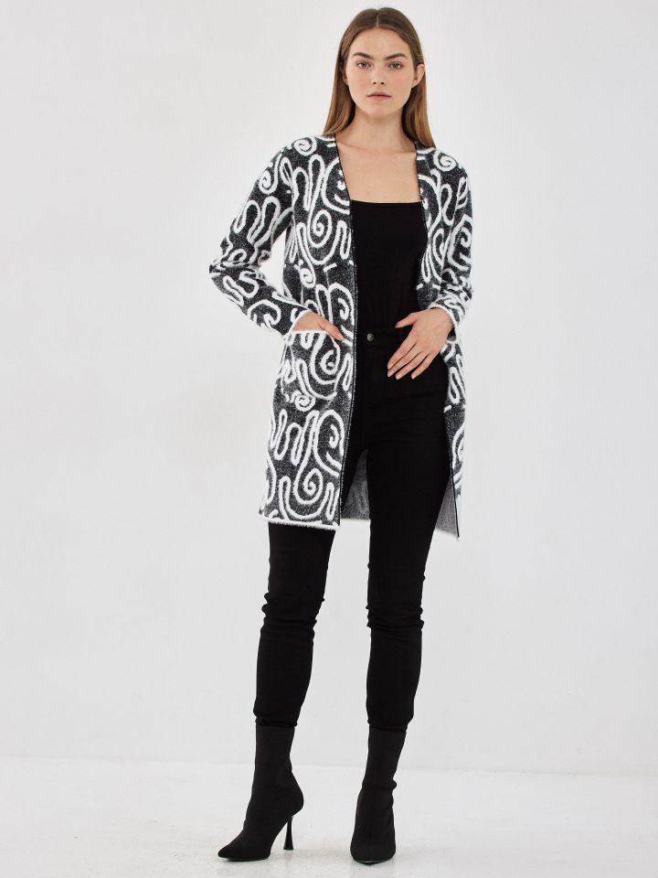 עליונית סריג ג’קרט בצבע אפור מלאנז בינוני