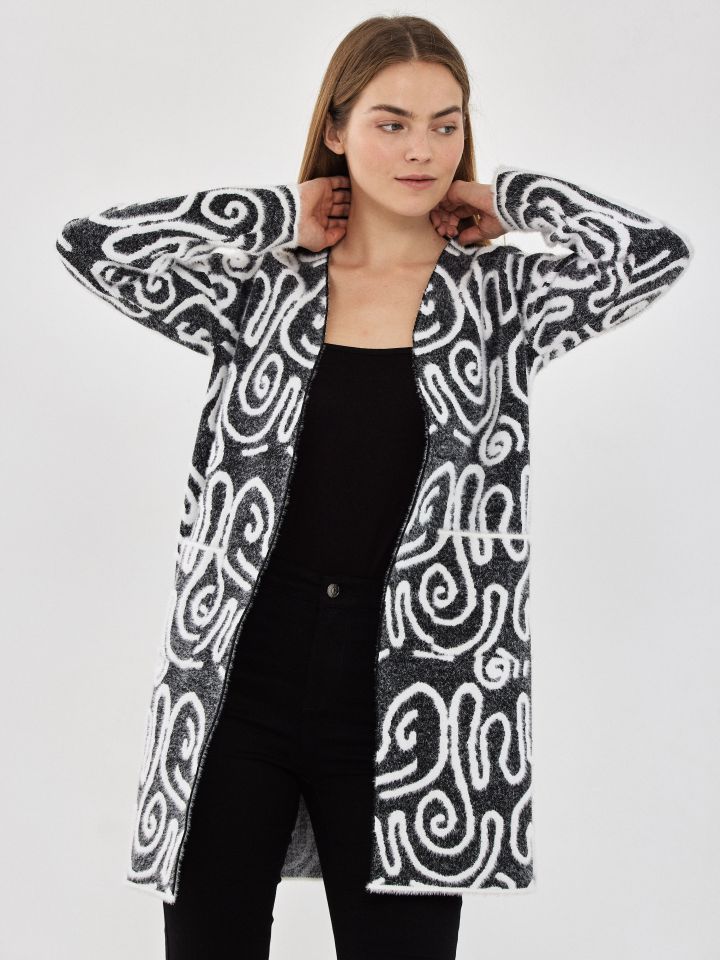 עליונית סריג ג’קרט בצבע אפור מלאנז בינוני