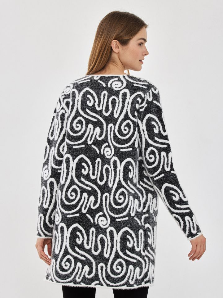 עליונית סריג ג’קרט בצבע אפור מלאנז בינוני