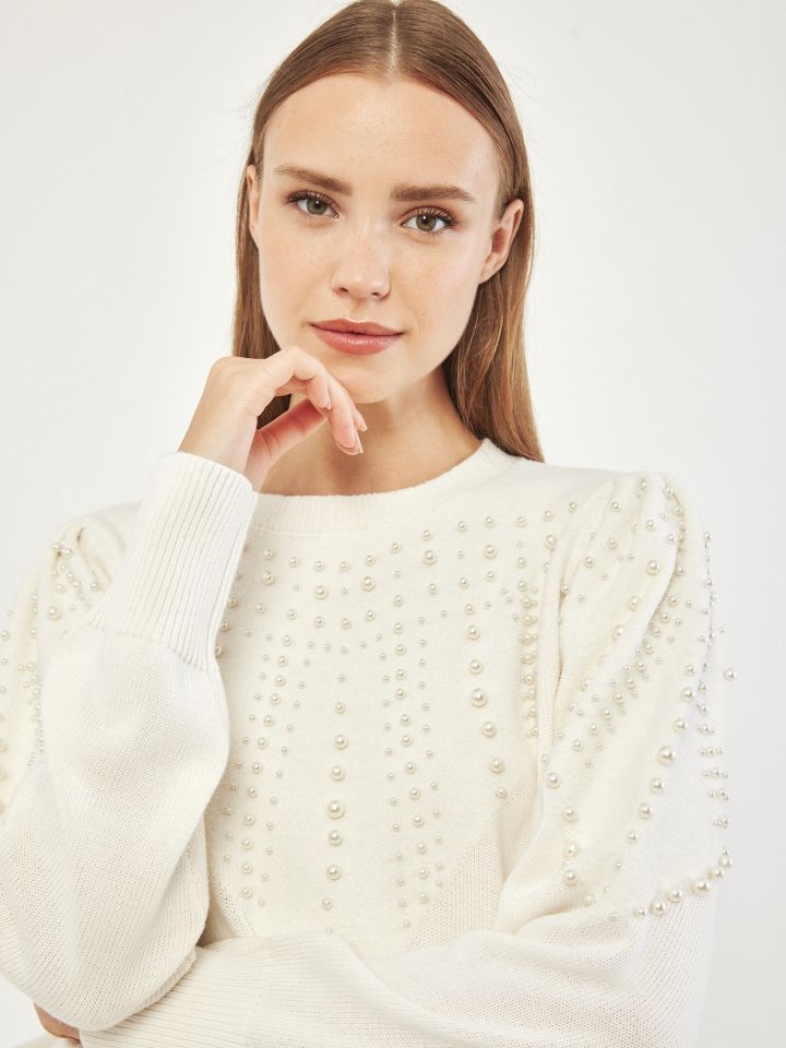 סריג פנינים בצבע אופוויט