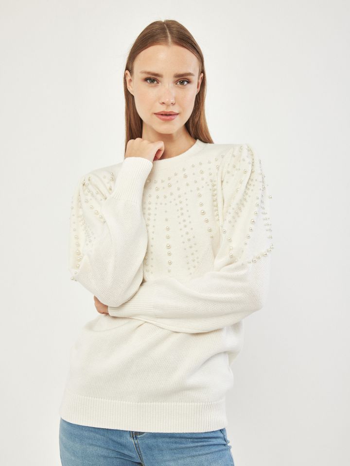 סריג פנינים בצבע אופוויט