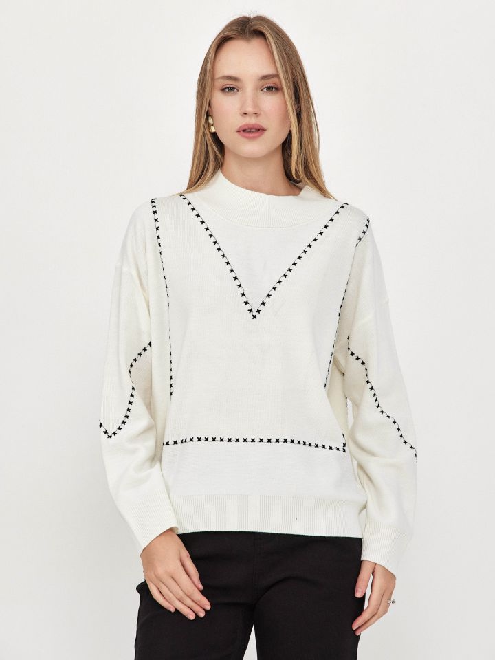 סריג חצי גולף X שילובים PROMO בצבע אופוויט