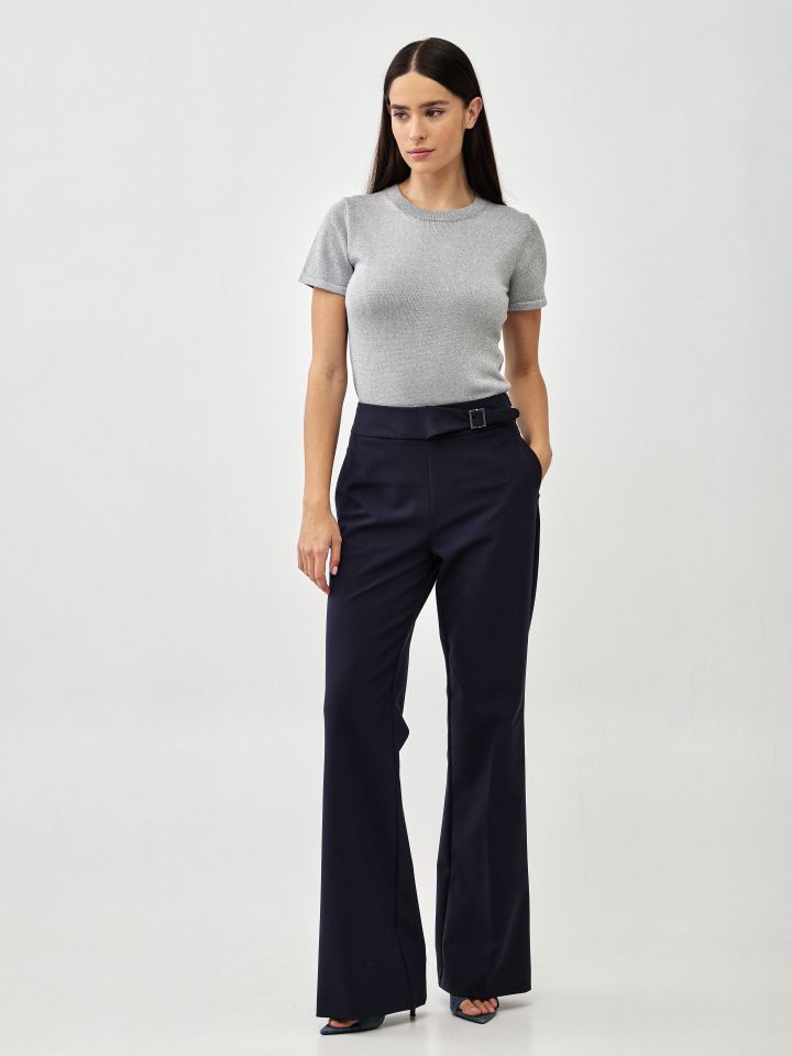 סריג לורקס חצי שרוול בצבע אפור כסף