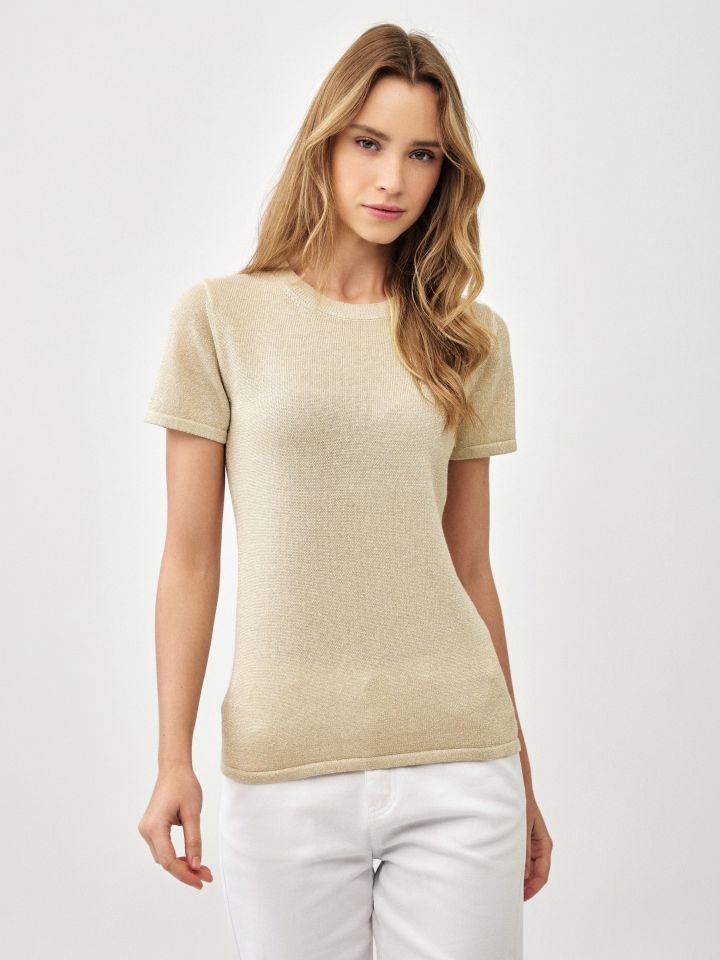 סריג לורקס חצי שרוול בצבע שנהב