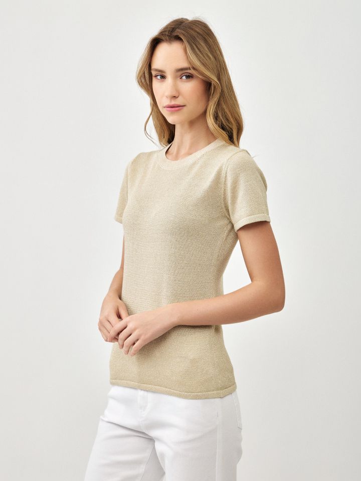 סריג לורקס חצי שרוול בצבע שנהב