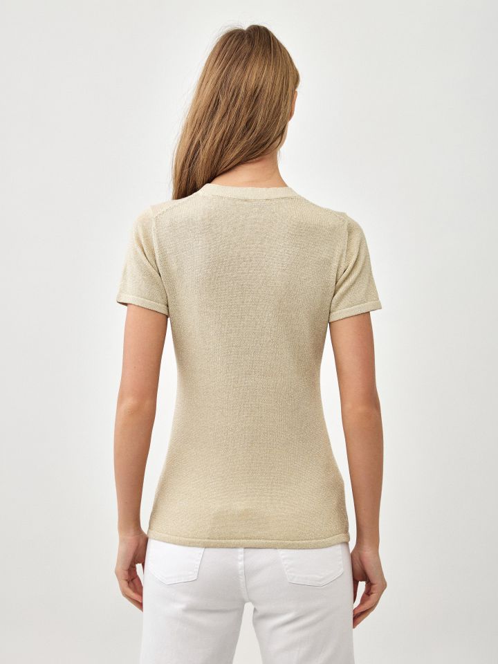 סריג לורקס חצי שרוול בצבע שנהב