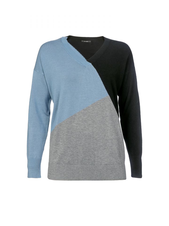 סריג V שילובים PROMO בצבע אפור כסף