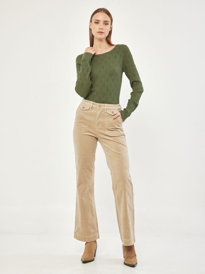 סריג ריב מראה נקודות בצבע ירוק גולברי