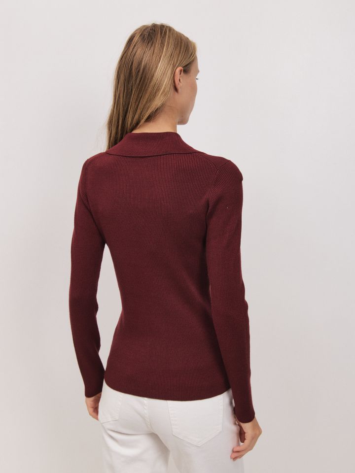 קרדיגן סריג לחצניות בצבע בורדו