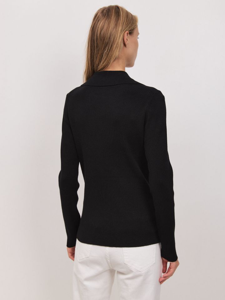 קרדיגן סריג לחצניות בצבע שחור