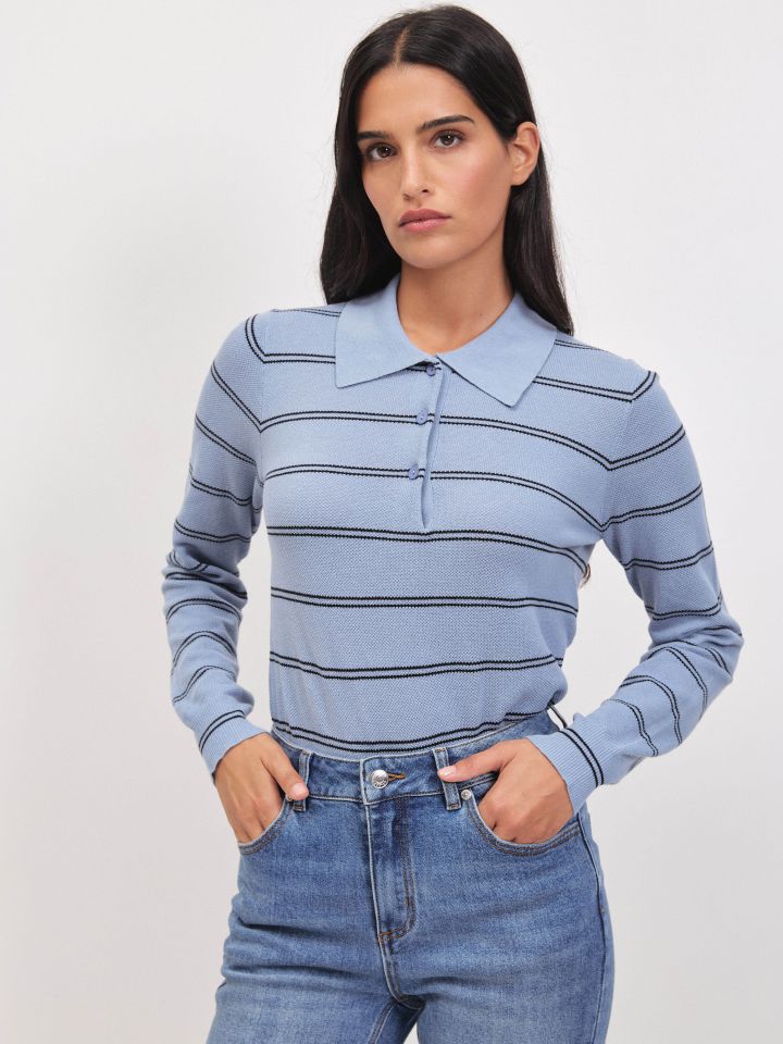 סריג שינה פסים PROMO בצבע תכלת