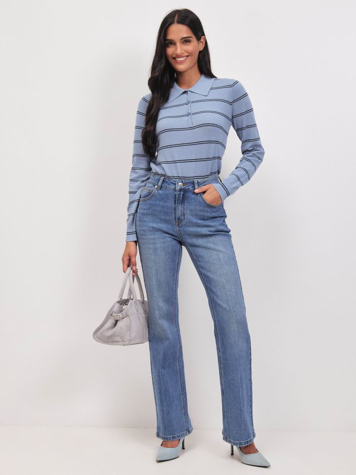 סריג שינה פסים PROMO בצבע תכלת