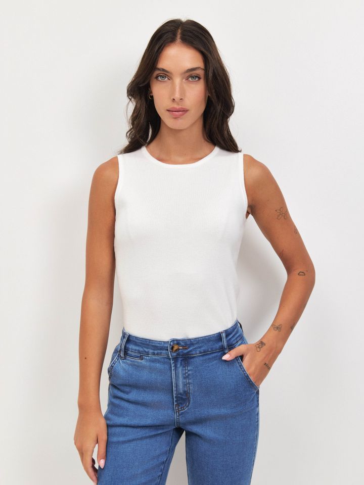 גופיה סריג PROMO בצבע אופוויט