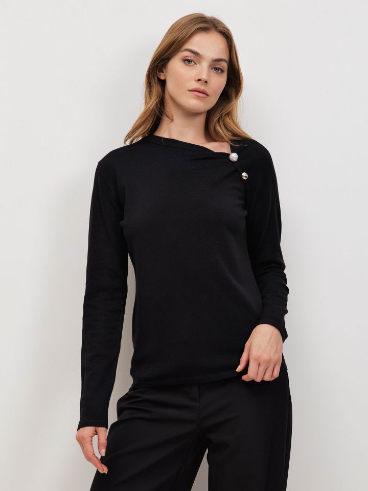 סריג פתח סיכה פנינה בצבע שחור