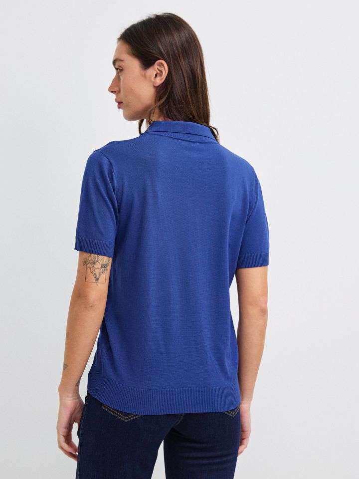 סריג צוארון שינה בצבע נייבי