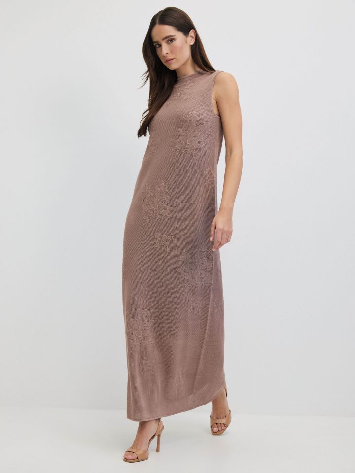 שמלה סריג קרושה בצבע מוקה