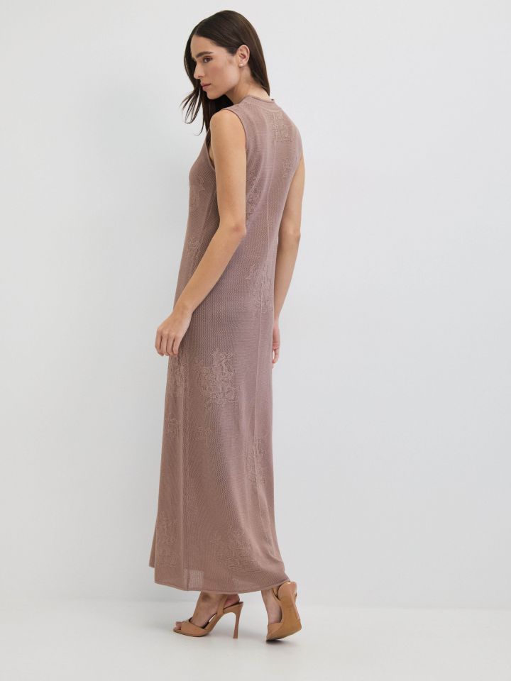 שמלה סריג קרושה בצבע מוקה