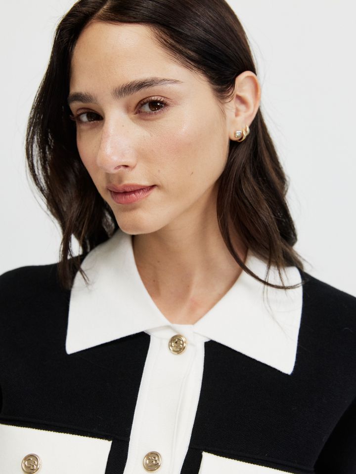 עליונית סריג שילובים בצבע שחור