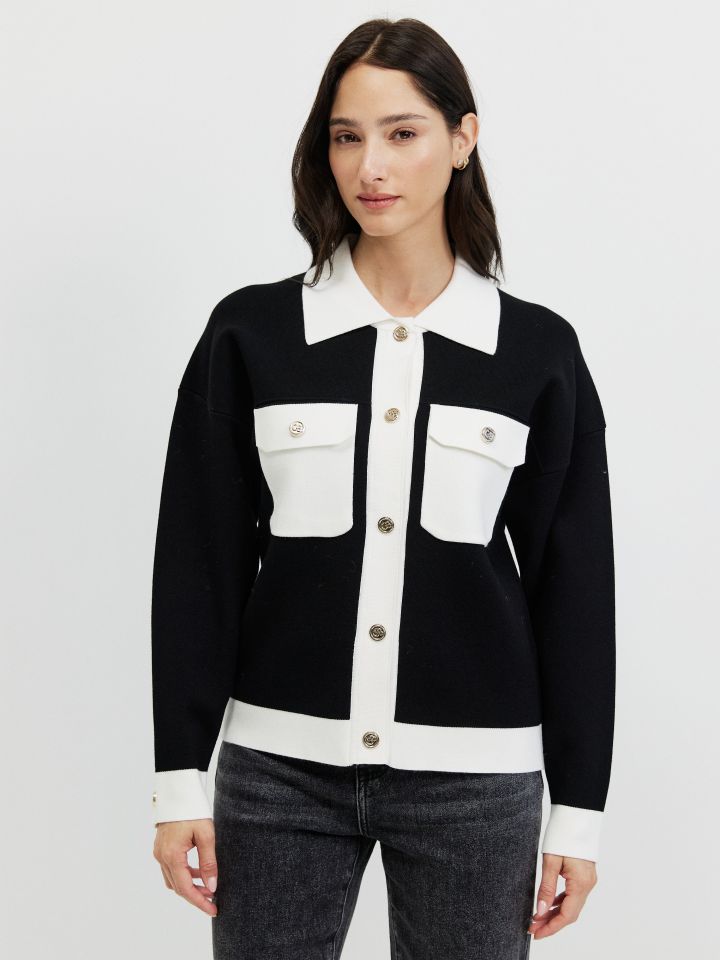 עליונית סריג שילובים בצבע שחור