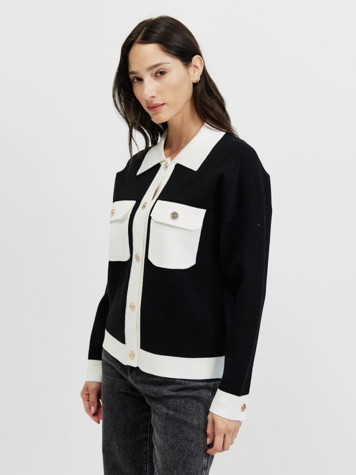 עליונית סריג שילובים בצבע שחור