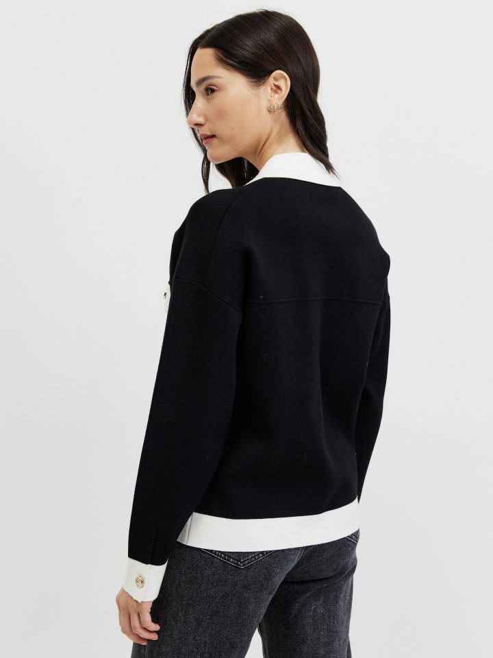 עליונית סריג שילובים בצבע שחור