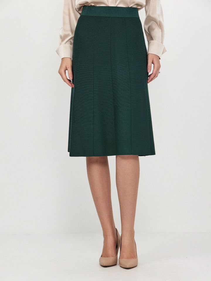 חצאית סריג SHIRA בצבע ירוק בקבוק