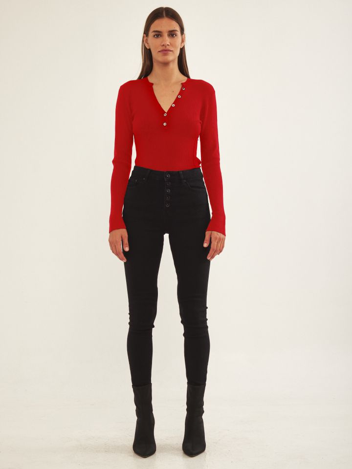 סריג V שינה PROMO בצבע אדום מלבורו